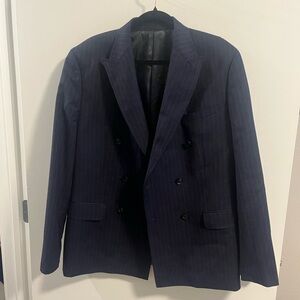 Like New Men’s TALLIA Wool Blue Striped Blazer Suit Jacket Trouser Set 42R 34W